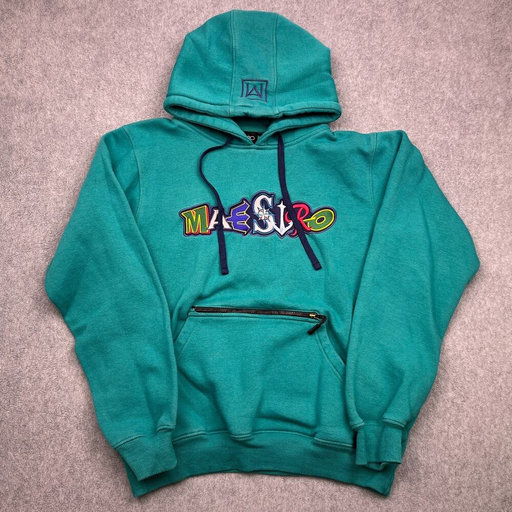 Maestro‎ Washington Hoodie Mens Small Teal Drawstring Pullover Sweatshirt
